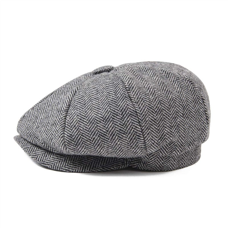 JANGOUL Boys Vintage Newsboy Cap Tweed Flat Beret Cabbie Hat for Kids Toddler Pageboy (56cm(6-8 Years Old), Grey) - Image 3